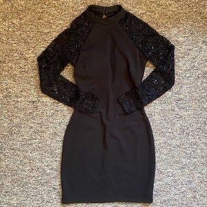 SEQUIN HEARTS HIGH NECK HOMECOMING MINI DRESS